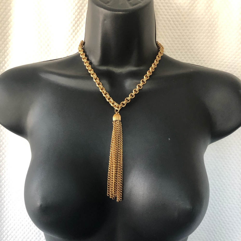 French Kande gold tone tassel necklace